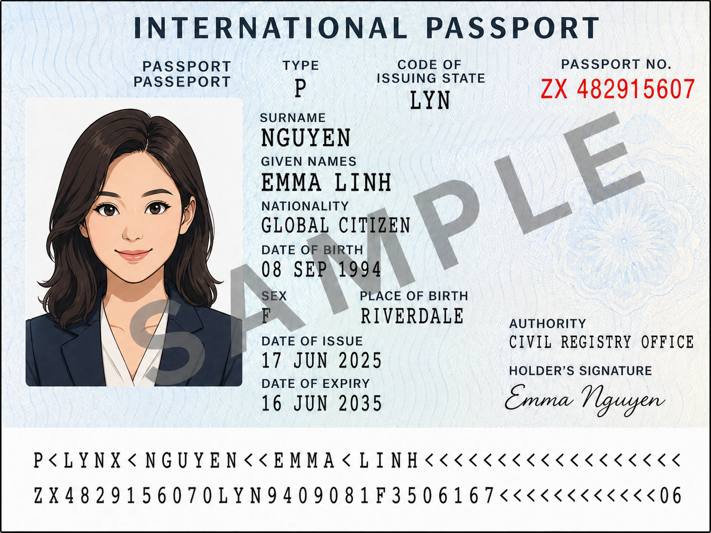 Clear full passport bio page example